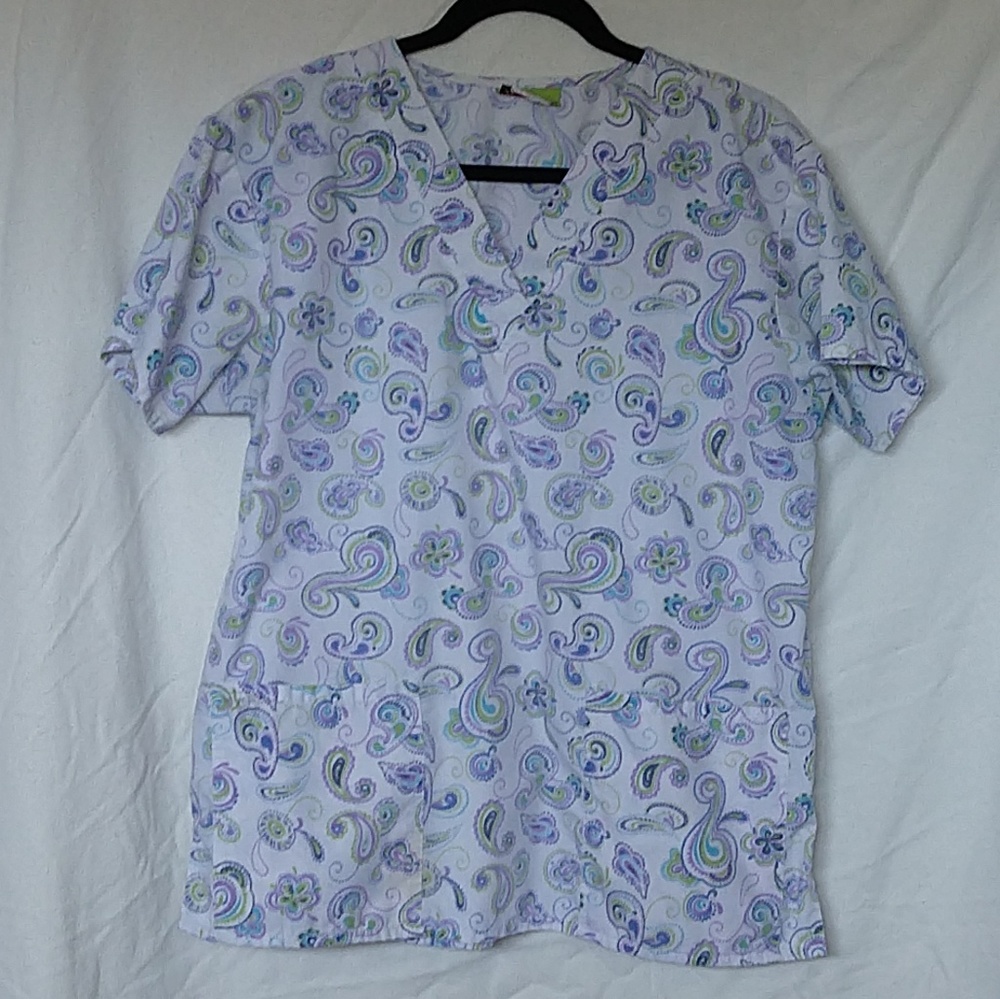 Pro Active Med Purple Paisley scrub top